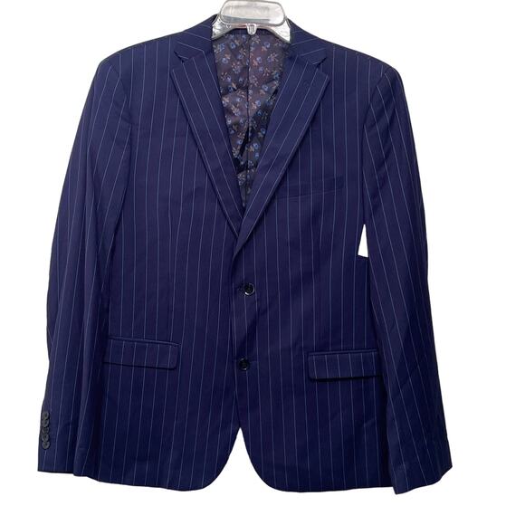 Soul of London Mens Blazer Jacket 48R Blue Stripe 2 Button‎ Notch Lapel Pockets - Picture 1 of 9